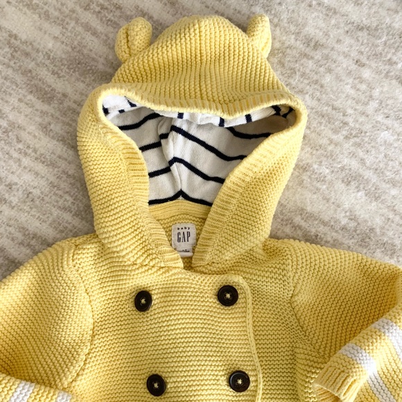 Baby Gap Garter Knit Hooded Sweater 3-6 months - Picture 2 of 7